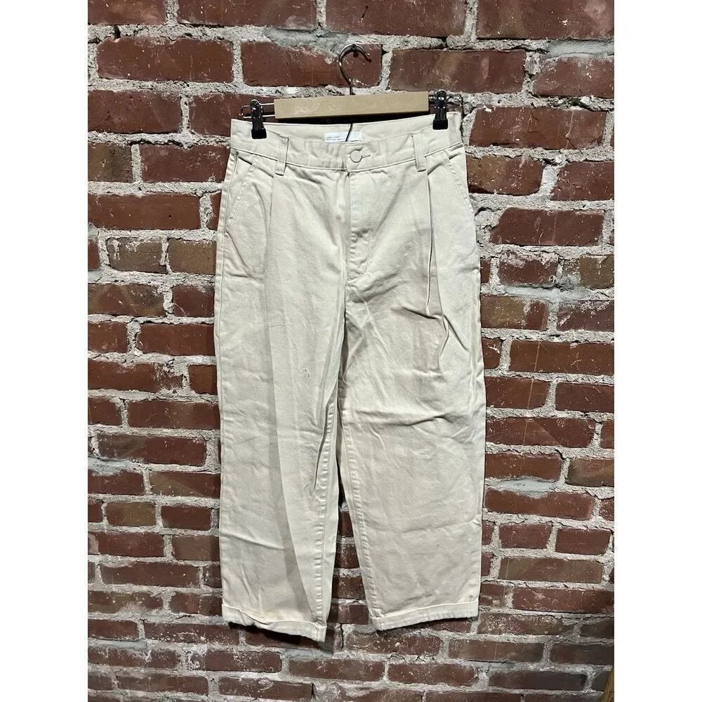 Oak Fort Womens Ivory Wide Leg Cropped Pants Size 6